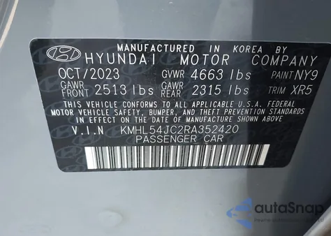 2024 Hyundai Sonata N Line from USA, damaged, VIN KMHL54JC2RA352420